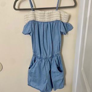 Jean off the shoulder romper